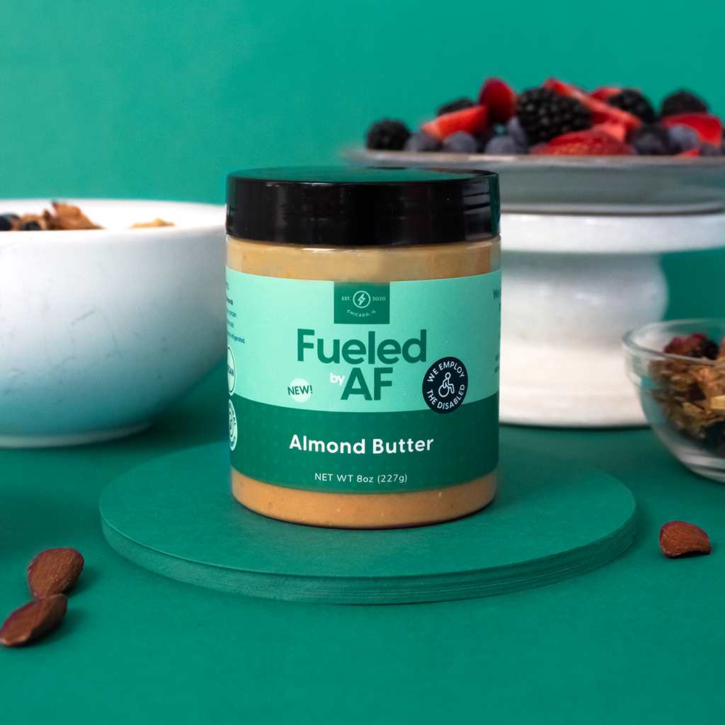 Artistic, lifestyle photo of Fueled by AF Almond Butter