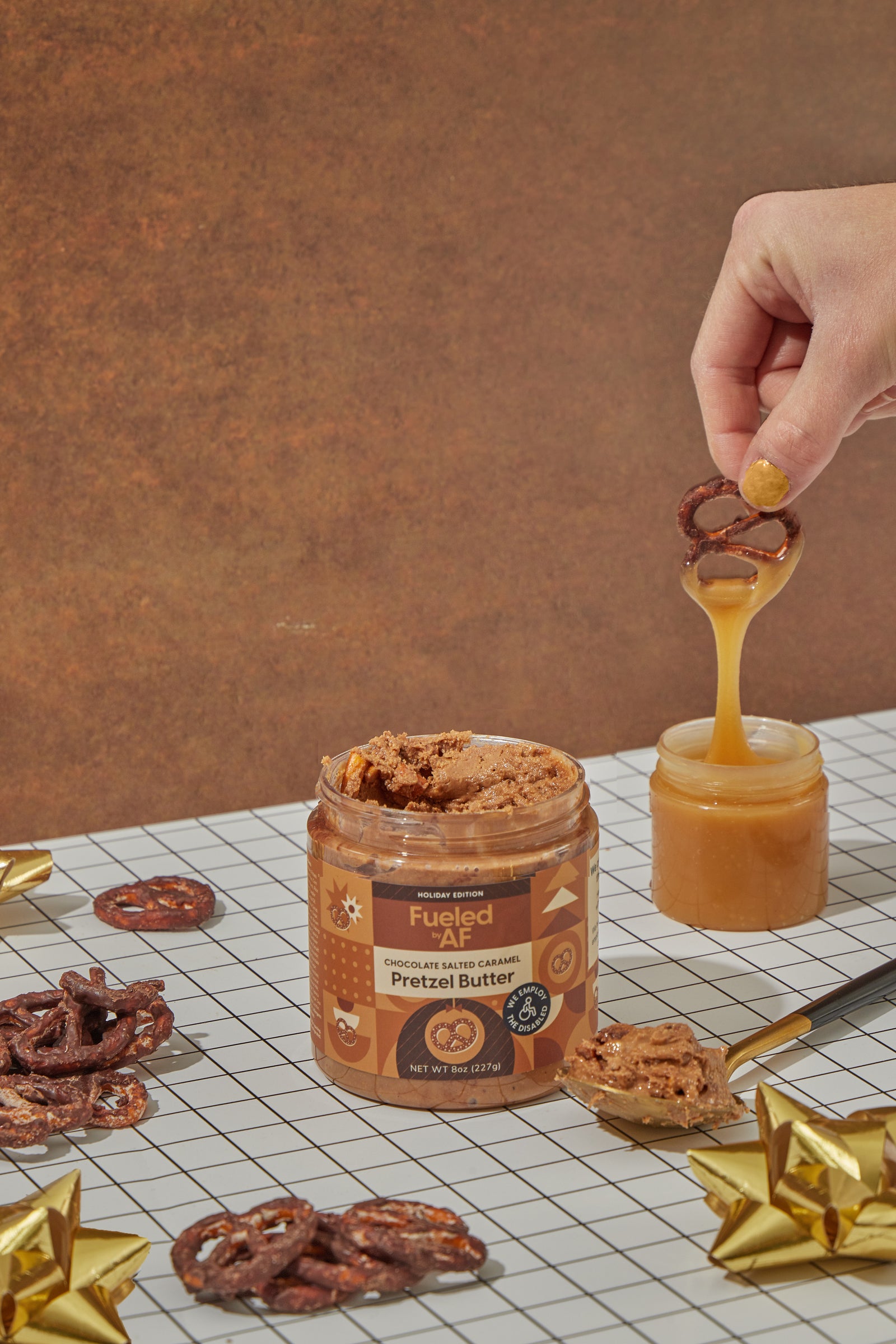 Chocolate Salted Carmel Pretzel Butter - Fueled by AF