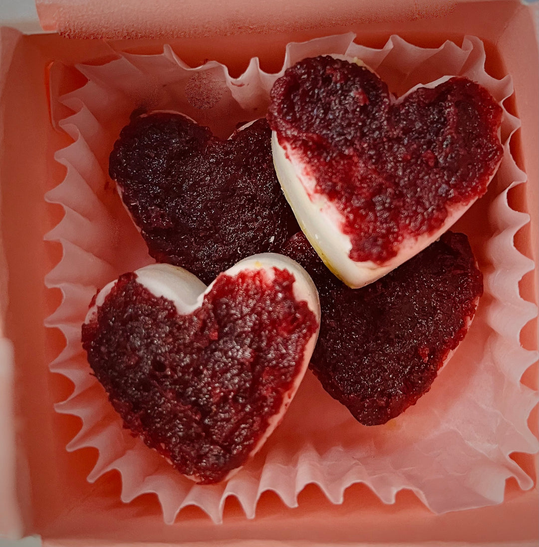 White Chocolate Heart, filled with Pistachio Butter and Dried Cranberry Jam - Fueled by AF