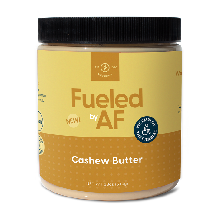 Front of 18 ounce cashew butter Jar
