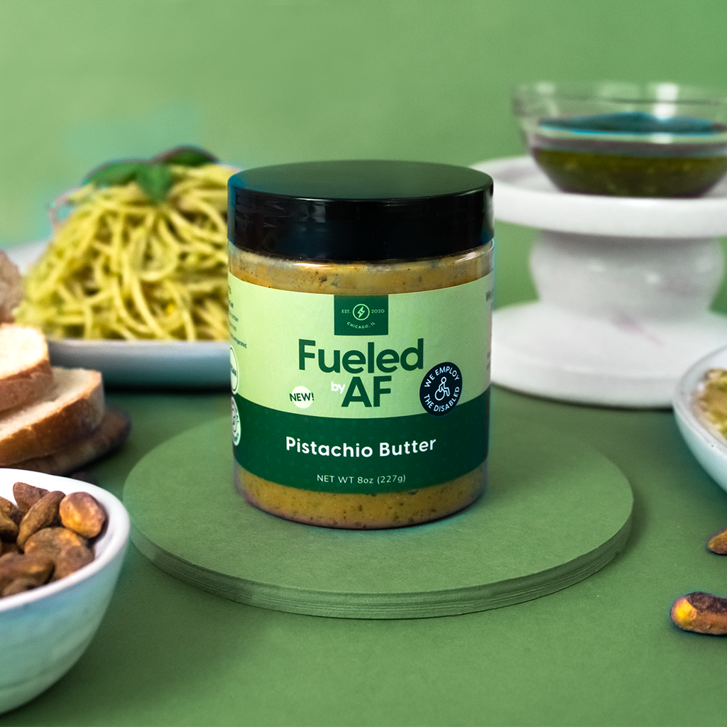 Artistic product photo of pistachio butter
